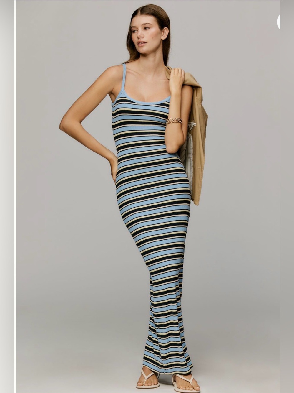 AFRM Ashlyn Striped Bodycon Maxi Dress -Sz M NWT
